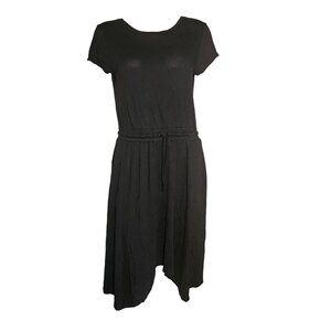 SIMPLY VERA Solid All Black Pullover Drawstring Waist Dress Womens Size M